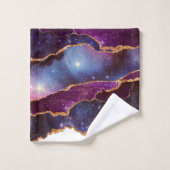 Blauwe en Paarse ruimte en sterren met Gold Ribbon Bad Handdoek (Wasdoekje)
