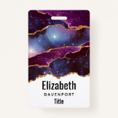 Blauwe en Paarse ruimte en sterren met Gold Ribbon Badge (Achterkant)