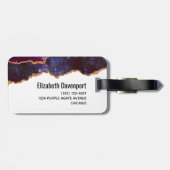 Blauwe en Paarse ruimte en sterren met Gold Ribbon Bagagelabel (Achterkant horizontaal)