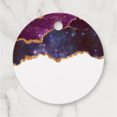 Blauwe en Paarse ruimte en sterren met Gold Ribbon Bedankjes Labels (Achterkant)