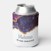 Blauwe en Paarse ruimte en sterren met Gold Ribbon Blikjeskoeler (Blikje Voorkant)