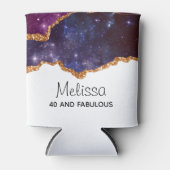 Blauwe en Paarse ruimte en sterren met Gold Ribbon Blikjeskoeler (Voorkant)