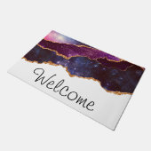 Blauwe en Paarse ruimte en sterren met Gold Ribbon Deurmat (Schuin)