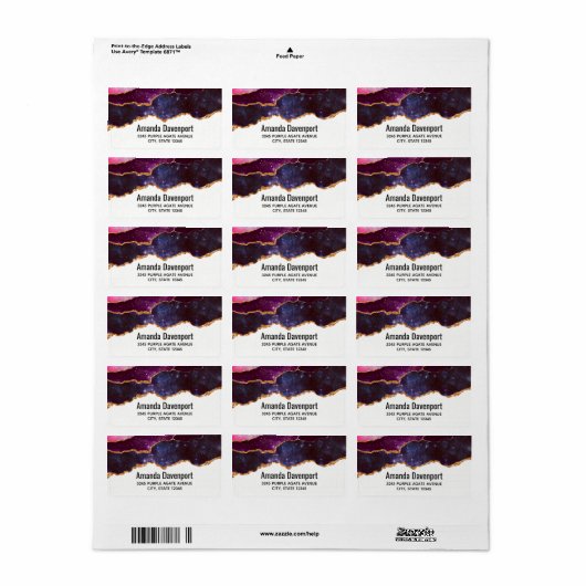 Blauwe en Paarse ruimte en sterren met Gold Ribbon Etiket (Full Sheet)