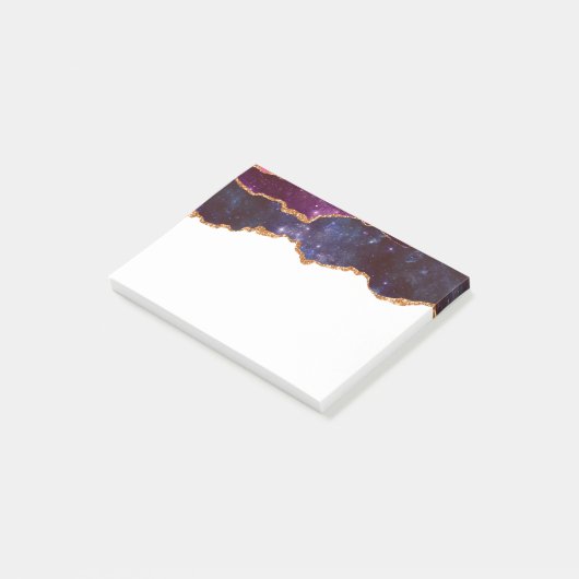 Blauwe en Paarse ruimte en sterren met Gold Ribbon Post-it® Notes (Schuin)