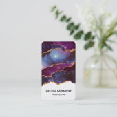 Blauwe en Paarse ruimte en sterren met Gold Ribbon Visitekaartje (Staand voorkant)