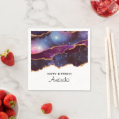 Blauwe en Paarse ruimte en sterren Modern Agate Bi Servet (Insitu)