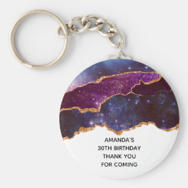 Blauwe en Paarse ruimte en sterren Modern Agate Bi Sleutelhanger