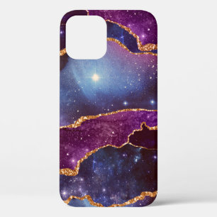 Blauwe en Paarse ruimte en sterren Modern Agate Case-Mate iPhone Case