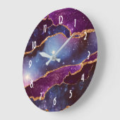 Blauwe en Paarse ruimte en sterren Modern Agate Grote Klok (Hoek)