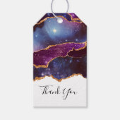 Blauwe en Paarse ruimte en sterren Modern Agate Ha Cadeaulabel (Voorkant)