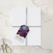 Blauwe en Paarse ruimte en sterren Modern Agate Ha Cadeaulabel (Met Touw)