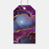 Blauwe en Paarse ruimte en sterren Modern Agate Ha Cadeaulabel (Achterkant)