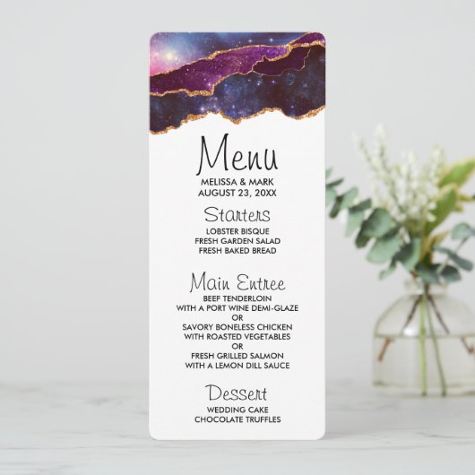 Blauwe en Paarse ruimte en sterren Modern Agate Kaart (Staand voorkant)