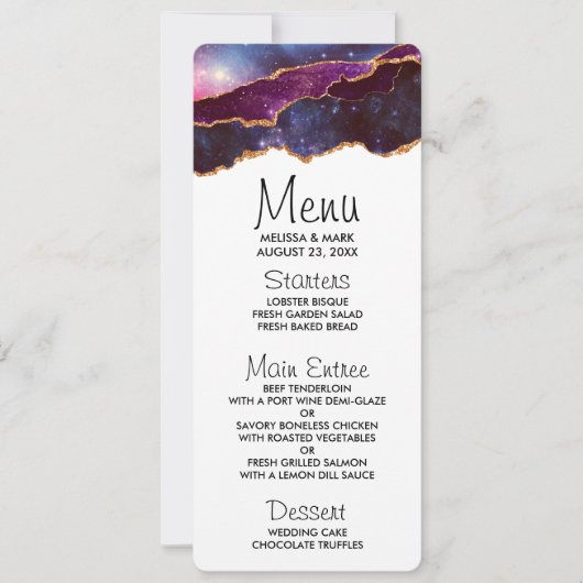 Blauwe en Paarse ruimte en sterren Modern Agate Kaart (Voorkant)