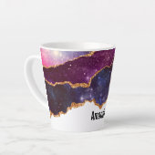Blauwe en Paarse ruimte en sterren Modern Agate Latte Mok (Linkerhoek)