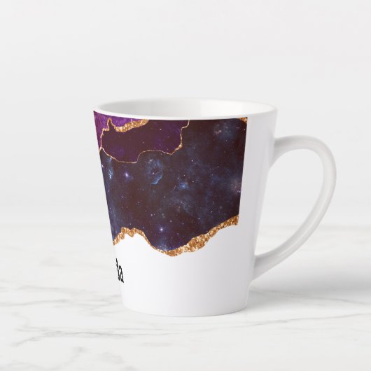 Blauwe en Paarse ruimte en sterren Modern Agate Latte Mok (Rechts)