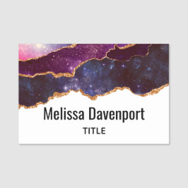 Blauwe en Paarse ruimte en sterren Modern Agate Naamplaatje