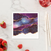 Blauwe en Paarse ruimte en sterren Modern Agate Servet (Insitu)