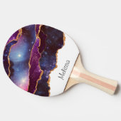 Blauwe en Paarse ruimte en sterren Modern Agate Tafeltennisbatje (Zijkant)