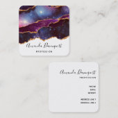 Blauwe en Paarse ruimte en sterren Modern Agate Vierkante Visitekaartje (Voorkant / Achterkant)