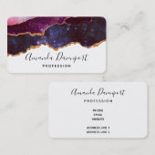 Blauwe en Paarse ruimte en sterren Modern Agate Visitekaartje (Voorkant / Achterkant)