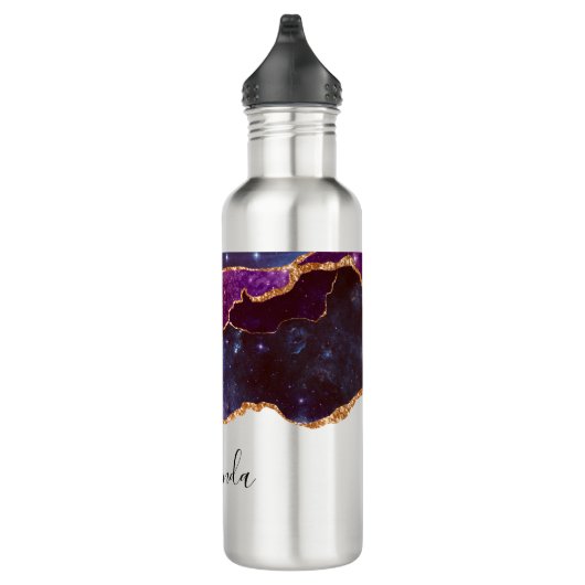 Blauwe en Paarse ruimte en sterren Modern Agate Waterfles (Rechts)