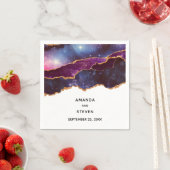 Blauwe en Paarse ruimte en sterren Modern Agate We Servet (Insitu)