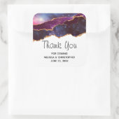 Blauwe en Paarse ruimte en sterren Modern Agate We Vierkante Sticker (Tas)