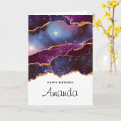 Blauwe en Paarse ruimte en sterren Modern getijden Kaart (Gele Bloem)