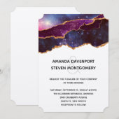 Blauwe en Paarse ruimte & sterren Moderne bruiloft Kaart (Voorkant / Achterkant)