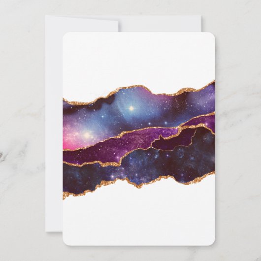 Blauwe en Paarse ruimte & sterren Moderne bruiloft Kaart (Achterkant)