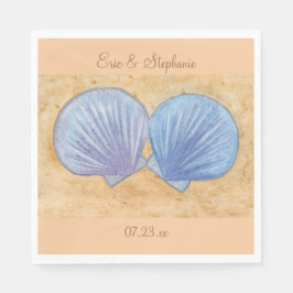 Blauwe en Paarse Seashells Wedding Napkins Servet