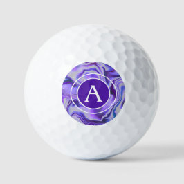 Blauwe en Paarse Silky Marble Monogram Golfballen