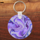 Blauwe en Paarse Silky Marble Monogram Sleutelhanger (Achterkant)