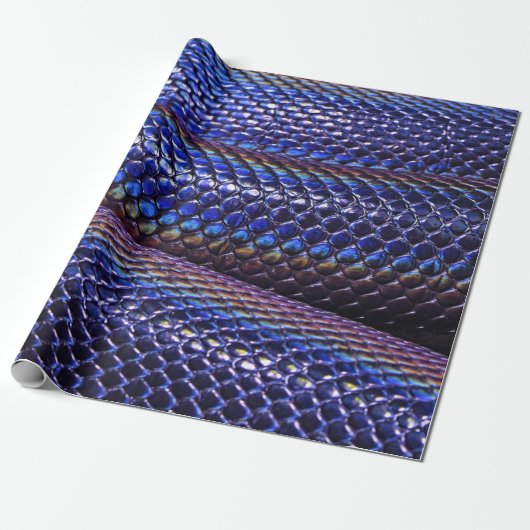 Blauwe en paarse snakeskin cadeaupapier (Uitgerold)