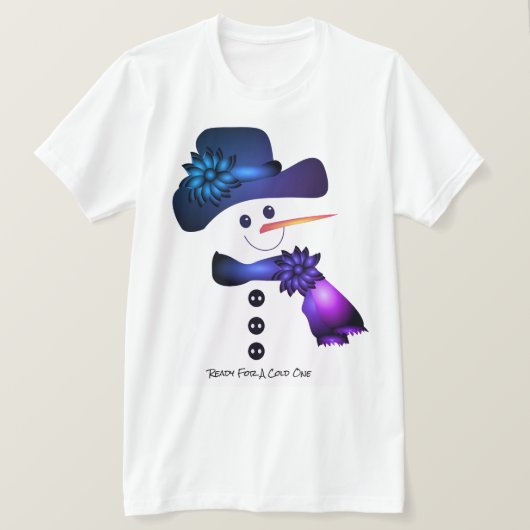 Blauwe en Paarse Sneeuwman T-shirt (Design voorkant)