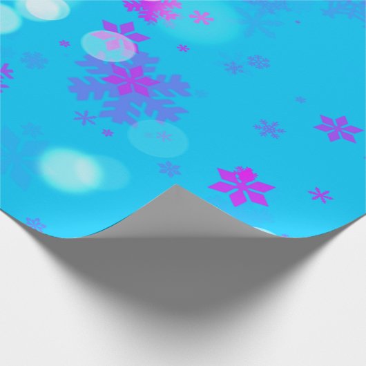 Blauwe en Paarse Snowflake Cadeaupapier (Hoek)