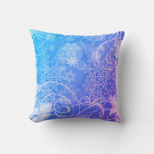 Blauwe en Paarse Snowflake Pillow Kussen
