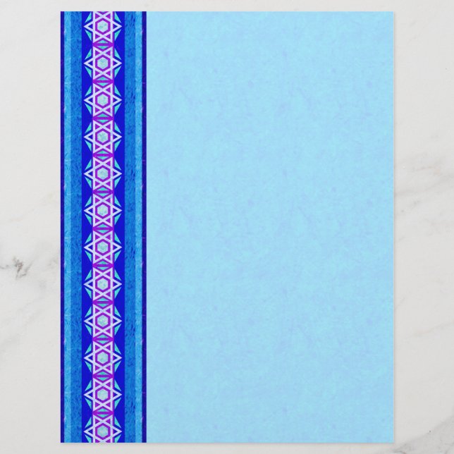 Blauwe en Paarse ster van David Border Letterhead (Voorkant)