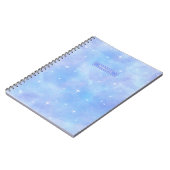 Blauwe en Paarse Sterren en Wolken Schattige Geper Notitieboek (Linkerzijde)