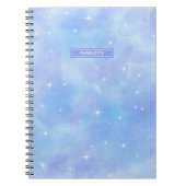 Blauwe en Paarse Sterren en Wolken Schattige Geper Notitieboek (Voorkant)