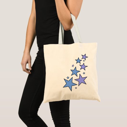 Blauwe en Paarse sterren Tote Bag (Voorkant (product))