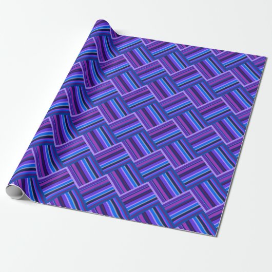 Blauwe en paarse strepen cadeaupapier (Uitgerold)