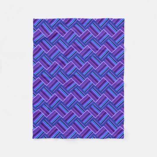 Blauwe en paarse strepen fleece deken (Voorkant)