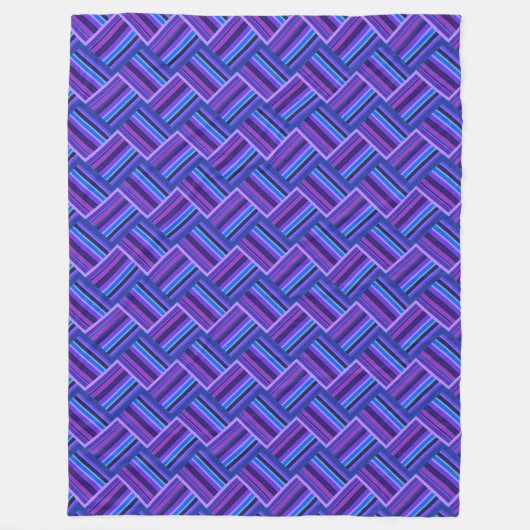Blauwe en paarse strepen fleece deken (Voorkant)