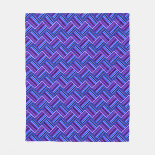 Blauwe en paarse strepen fleece deken (Voorkant)