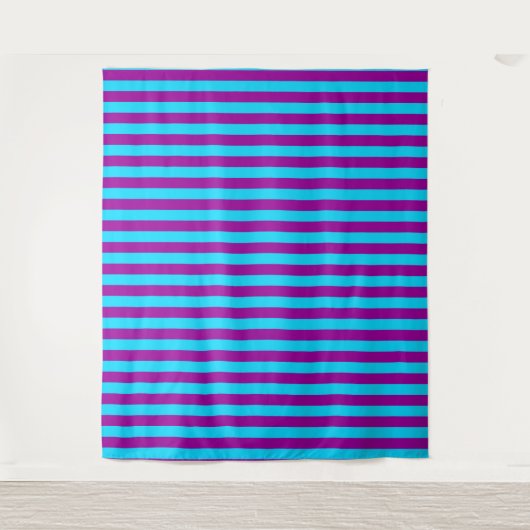 Blauwe en Paarse strepen ontwerp Wandkleed (Voorkant)