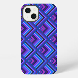 Blauwe en paarse strepen schalen patroon Hoesje-Ma iPhone 13 Hoesje