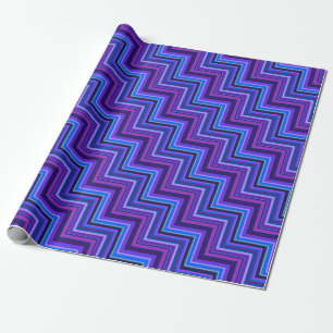 Blauwe en paarse strepen trappen cadeaupapier
